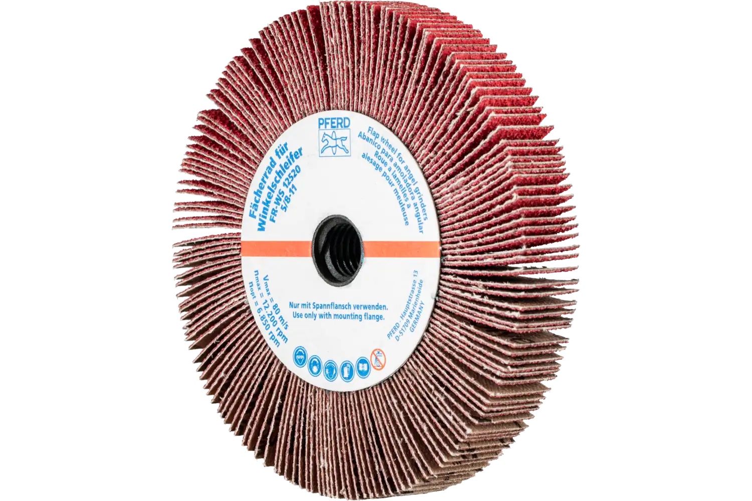 Picture of Pferd Angle Grinder Flap Wheel, 5" X 5/8 X 5/8-11, 60 Grit, Ceramic Oxide Co-Cool